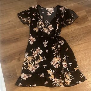 Chic Floral Black Midi Dress